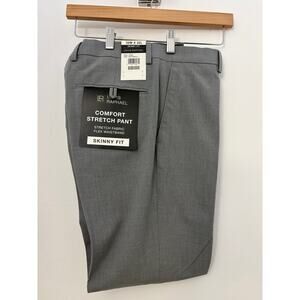 NWT Louis Raphael Grey Comfort Stretch Skinny Fit Dress Pants 30x30